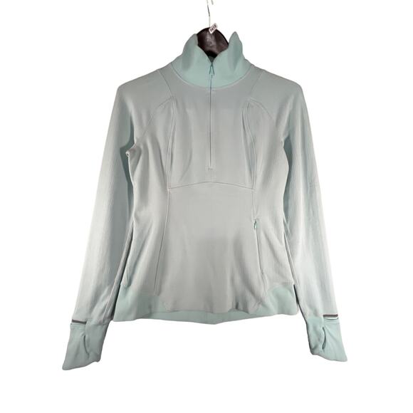 Lululemon Runderful Harringbone 1/2 Zip High Neck Aquamarine Pullover Size 8 - Picture 1 of 8